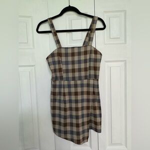 Forever 21 Checkered Mini Romper - Brown and Cream